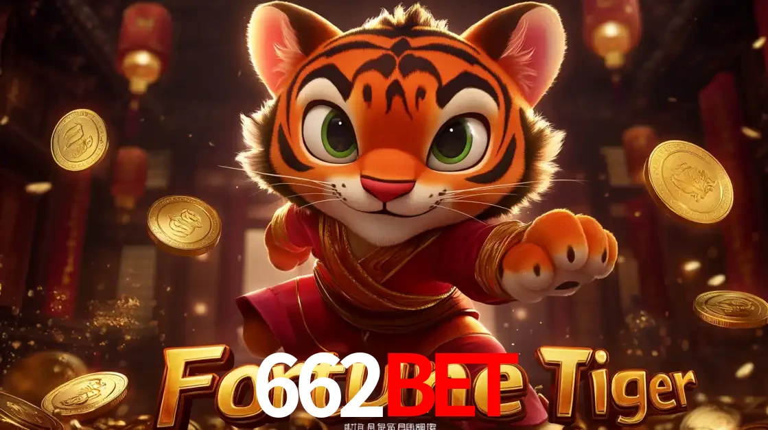 O carismático mascote do jogo de slot Fortune Tiger, um tigre fofo em pose de artes marciais, pronto para trazer sorte e multiplicadores de ganhos no cassino online 662bet.